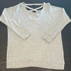 Athleta Gray Cream CrissCross Back Sweatshirt
